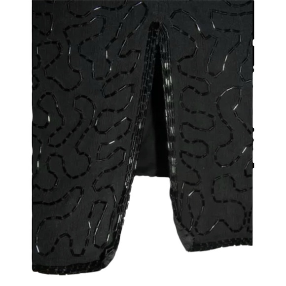 Stenay Dress Vintage 80s 20s Gatsby Dynasty Black Sequin Beaded Flapper Mob Wife - Picture 11 of 16